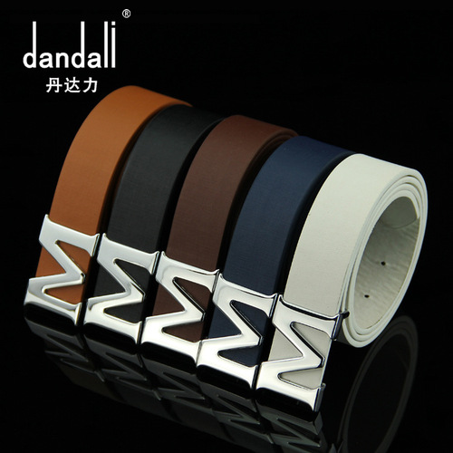 Dandali manufacturer wholesale business smooth buckle belt men's imitation leather belt Korean style letter buckle dropshipping