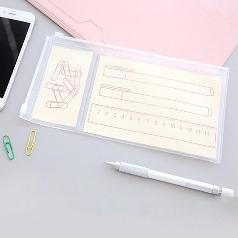 批发磨砂原图EVA双拉链两格笔袋 半透明学生文具收纳袋 化妆