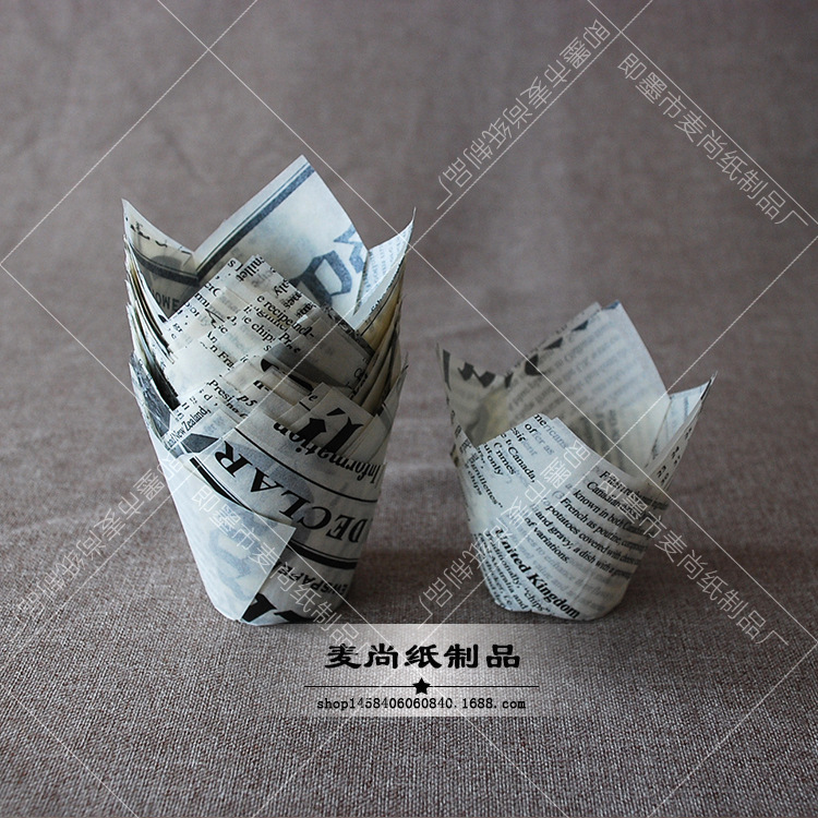 Periódico tulipán taza de papel hornear pastel taza de papel Cupcake muffin taza de papel pan titular de la taza de papel titular de la torta