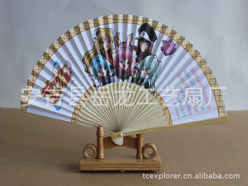 纸扇折扇日式扇子女式扇竹扇创意文艺手绘日式折扇-阿里巴巴