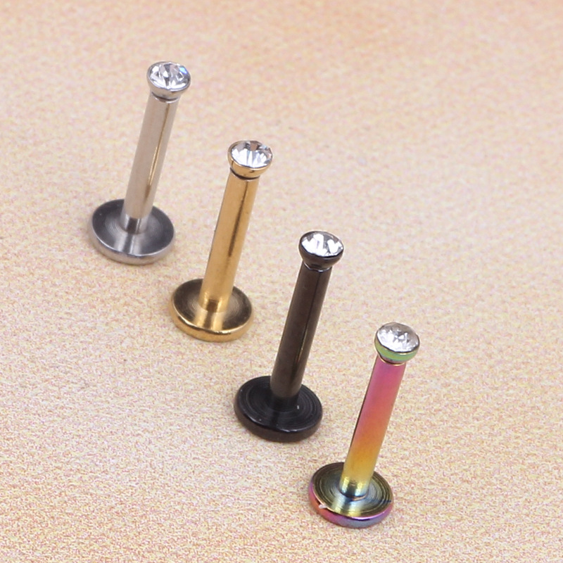 Pointed labret stud close-up product detail