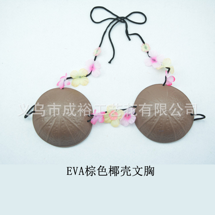 eva Coconut shell bra Hawaiian party outfit Coconut shell bra with cauliflower shell bra pic 1