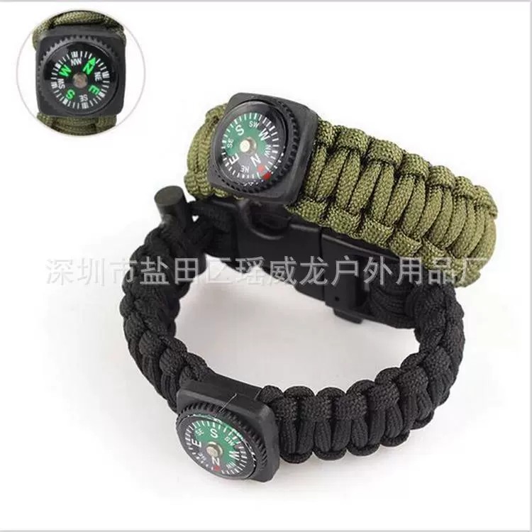 Походная зажигалка, свисток, карманный нож, игла, тканый браслет, оптом