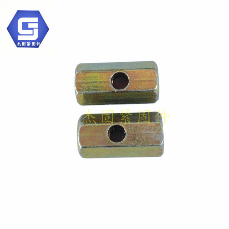 现货批发 碳钢镀锌螺母M5*15 横孔螺丝帽 六角螺柱 压线螺帽