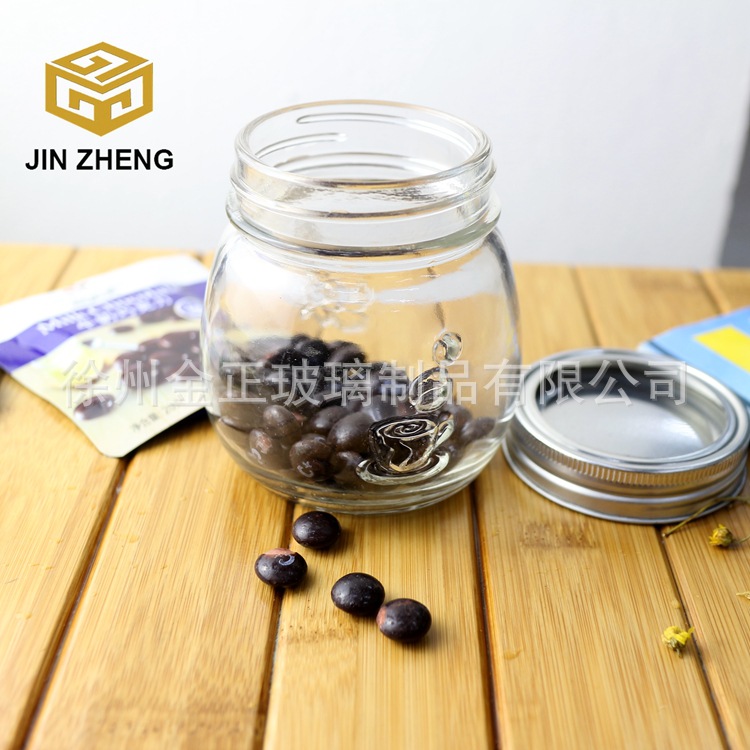 大肚球形双面浮雕花纹精美蜂蜜果酱密封无铅食品级玻璃瓶厂家