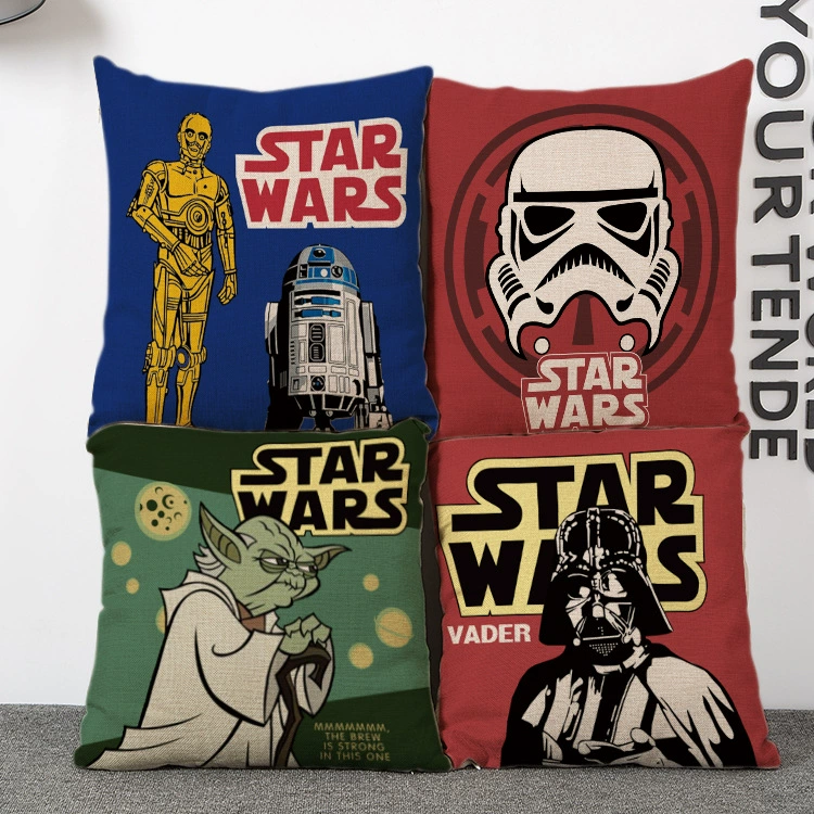 Star Wars Painted Star Wars imitation hemp pillow, anime pillow, pillow cushion waist cushion core