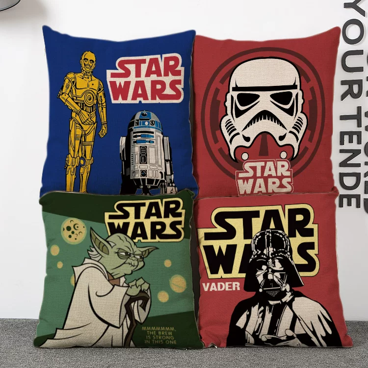 Star Wars Painted Star Wars imitation hemp pillow, anime pillow, pillow cushion waist cushion core