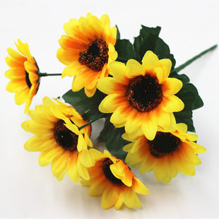 Sunflower simulation flower fake flowers silk flowers living room dining table decorative ornaments wedding flower art small 7 sun flower bouquet