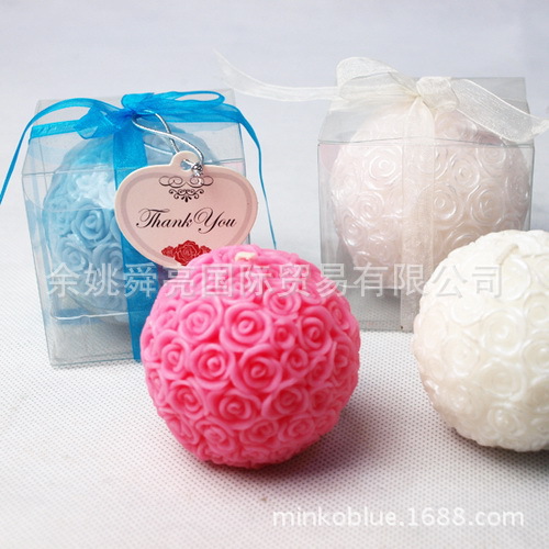 Rose Ball Candle Large White, Pink, Blue...