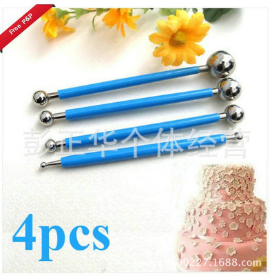 翻糖工具丸棒4支组 翻糖蛋糕工具不锈钢雕塑笔雕刻笔压痕面塑工具|ru