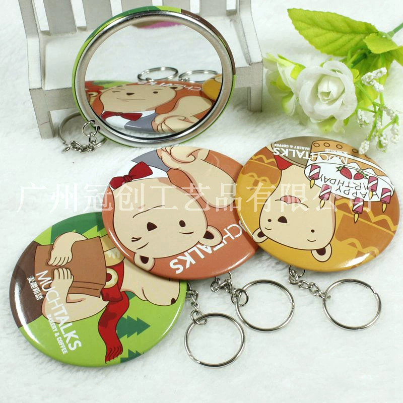 Настраиваемый печатный жесть зеркало на день рождения подарок маленький зеркало 75MM мультфильм брелок зеркало на заказ