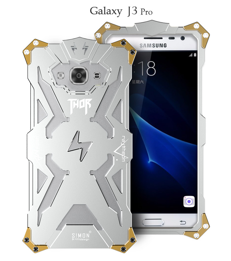 SIMON THOR Aviation Aluminum Alloy Shockproof Armor Metal Case Cover for Samsung Galaxy J3 & J3 Pro