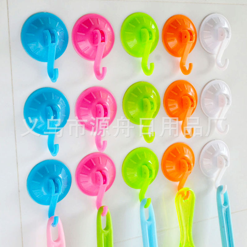 厂家批发小号5.5cm彩色吸盘挂钩送录音浴室挂钩真空