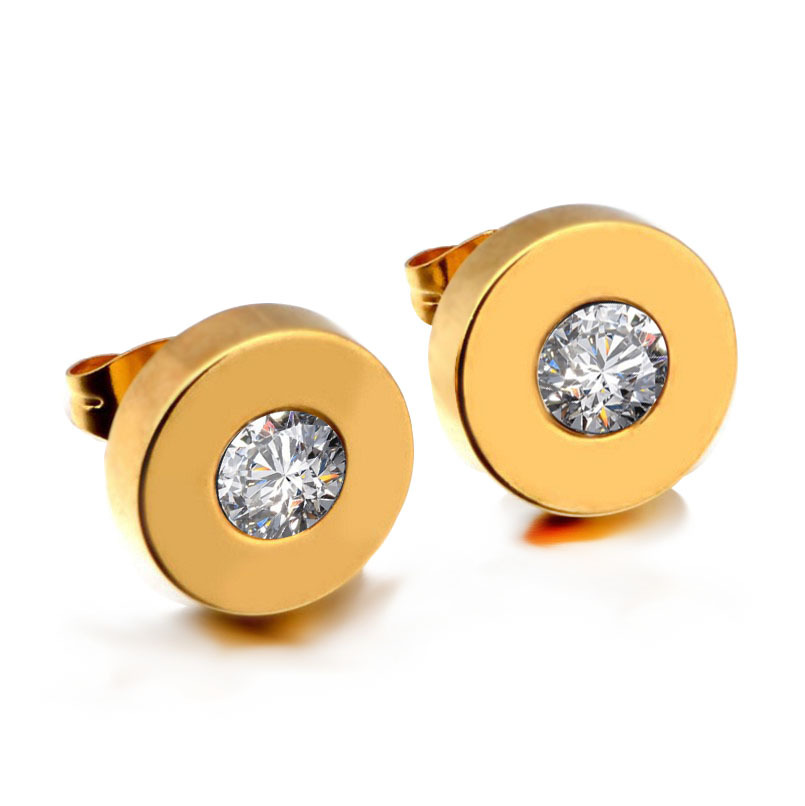 Stainless Steel Round Zircon Earrings_colorza_1