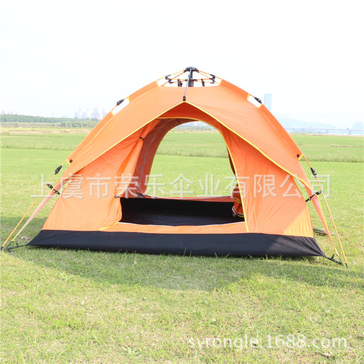 厂家直销 双用旅游帐篷 户外 弹簧自动双层3-4人户外野营帐篷