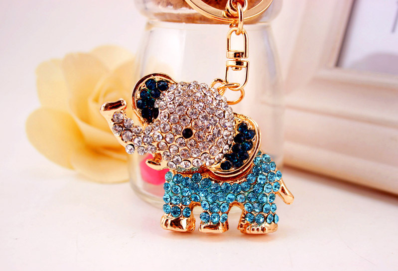 44g Weight Alloy, Metal Material Animal Pattern Unisex Gender Pink, Purple, Blue, Peach Color Creative Diamond Cute Cartoon Elephant Keychain 15
