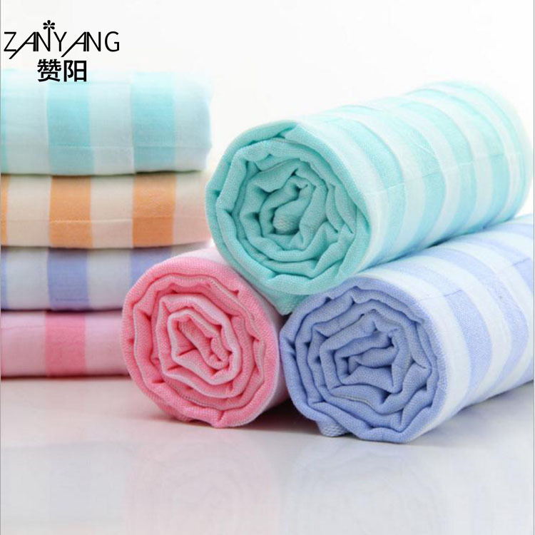 Tongya Gao Yang Manufactor Direct selling 95*95 double-deck Color bar Gauze Children are pure cotton Children hold to be Absorbent, quick-drying