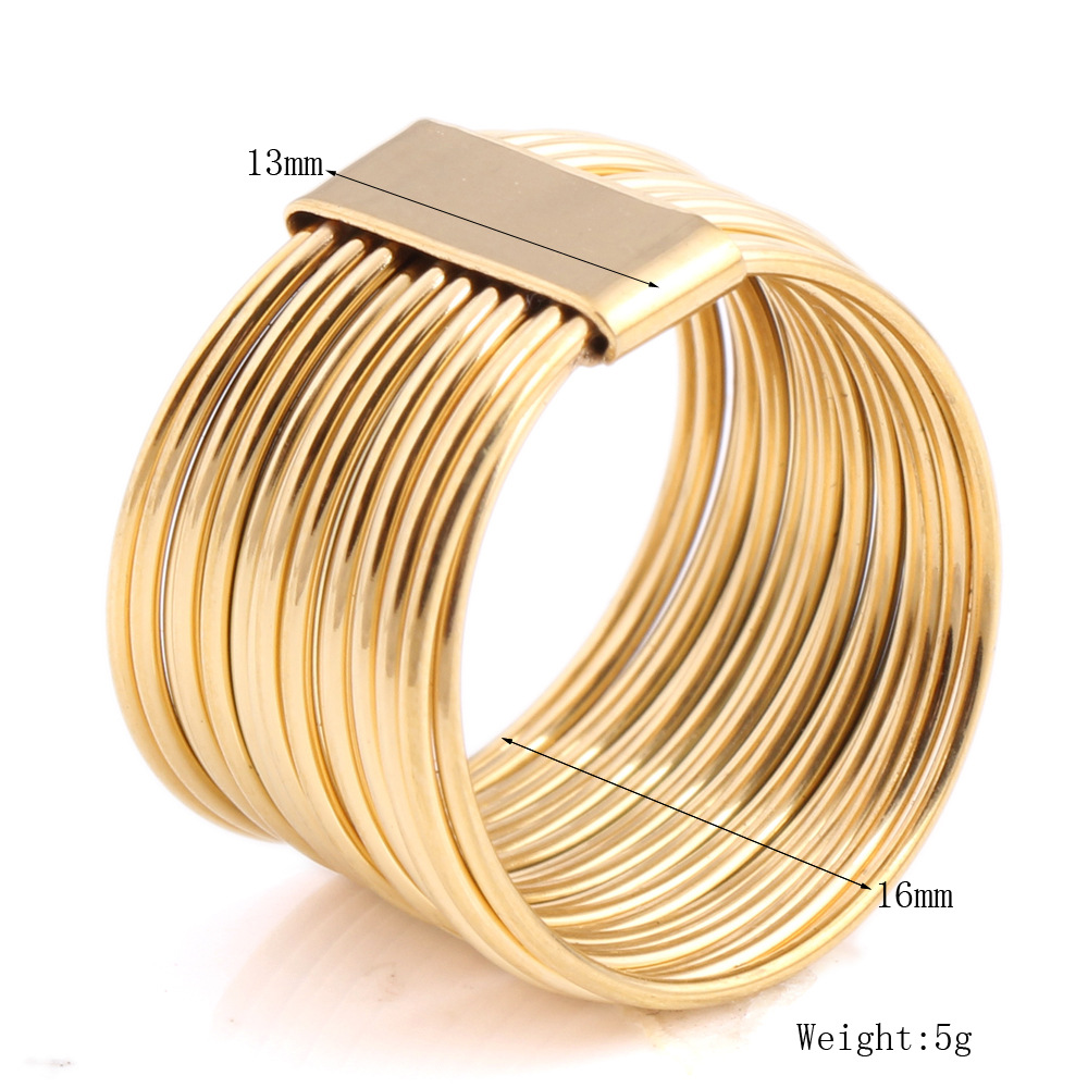 Mode Kreative 18k Gold Überzogene Titan Stahl Draht Ring display picture 1