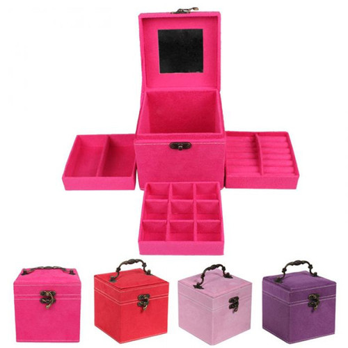 Lining inside three layers jewelry box accessory box ring earrings bracelet bracelet chain beads necklace jewelry box storage