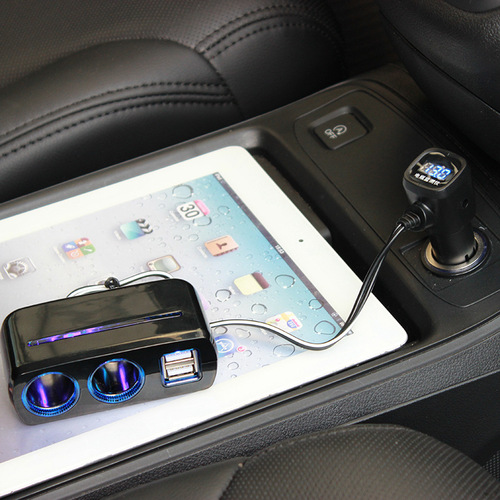 Cigarette lighter one to three multi-function adapter multi-purpose plug USB car one to two converter car charger