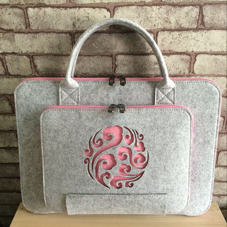 厂家批发羊毛化纤时尚毛毡电脑包定制多款式手提简约毛毡电脑包