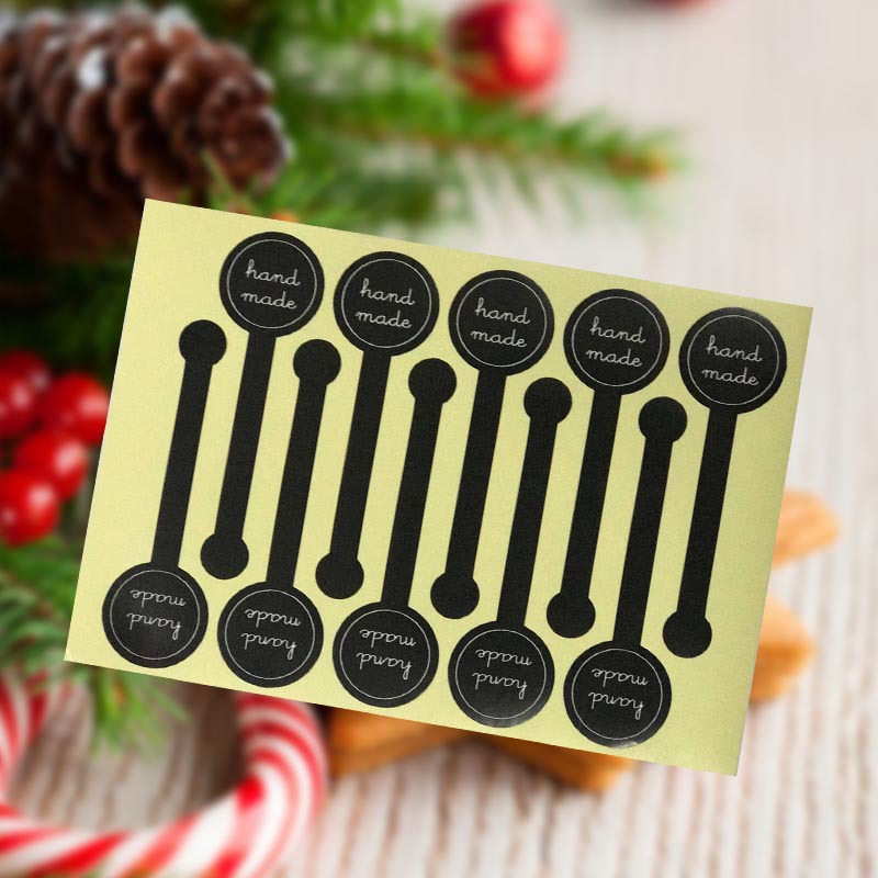 10枚价黑色封口贴手工制作棒棒糖封口贴 果酱贴 酱菜贴 辣椒酱贴