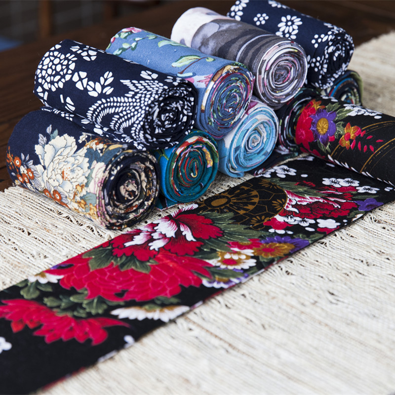 Patchwork printing Cotton and hemp Tea seats customized manual Fabric art Table flag Tea towel Ethnic style tea set parts customized