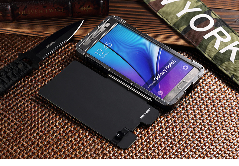 Armor King Iron Man Luxury Shockproof Stainless Steel Aluminum Metal Flip Case Cover for Samsung Galaxy Note 5 N9200