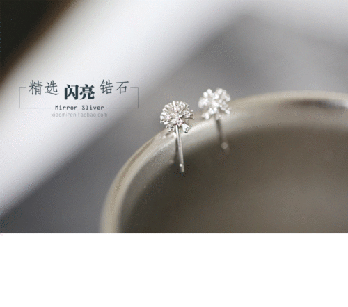 S925 sterling silver earrings, snowflake zircon diamond earrings, Korean fashion sterling silver jewelry, versatile