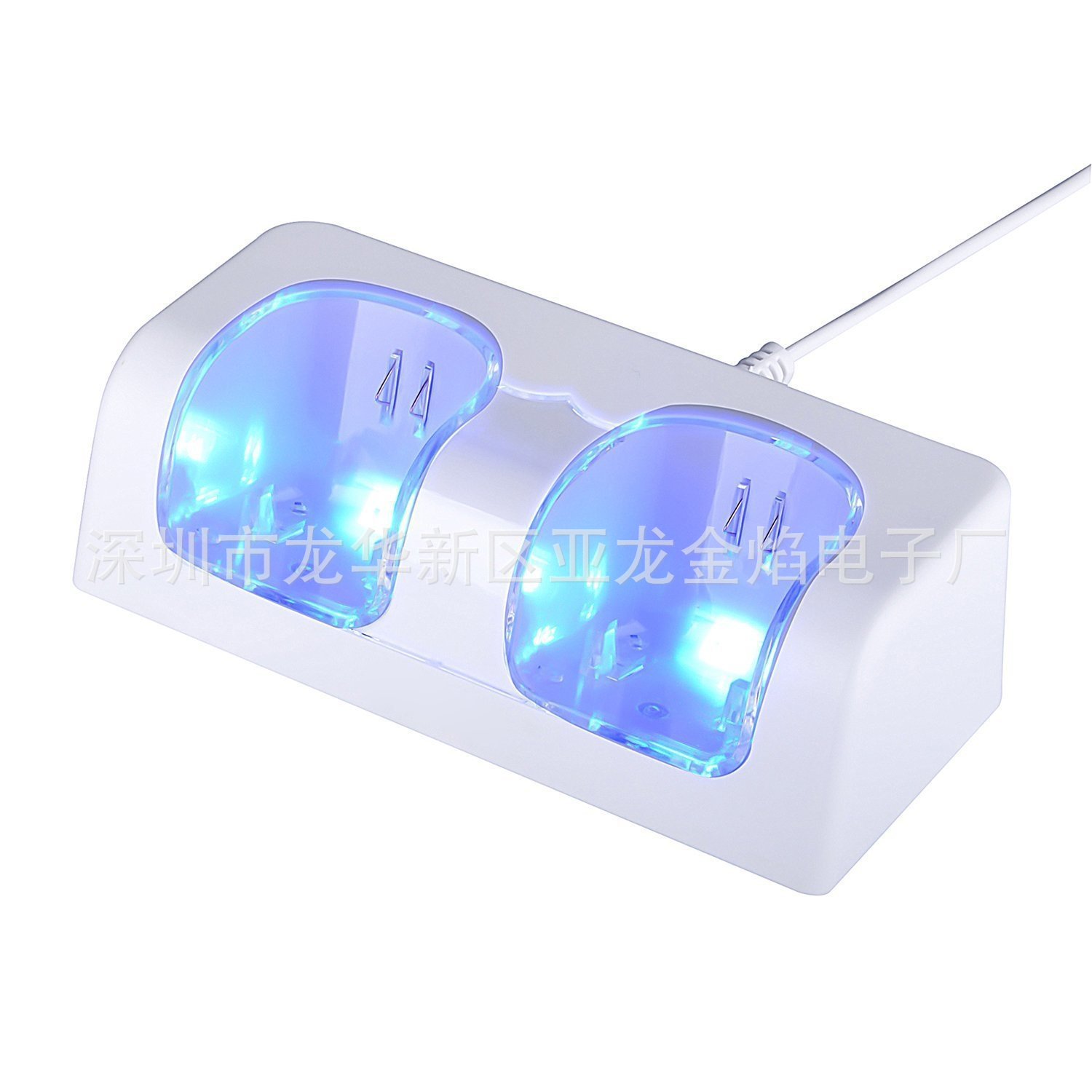 WII doble Cargador eléctrico dual cargador de doble sofá WII cargador dual batería WII cargador de luz azul TIPO C socket