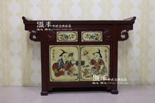 新中式仿古实木翘头彩绘漆两门鞋柜子古典做旧手绘储物玄关客厅柜