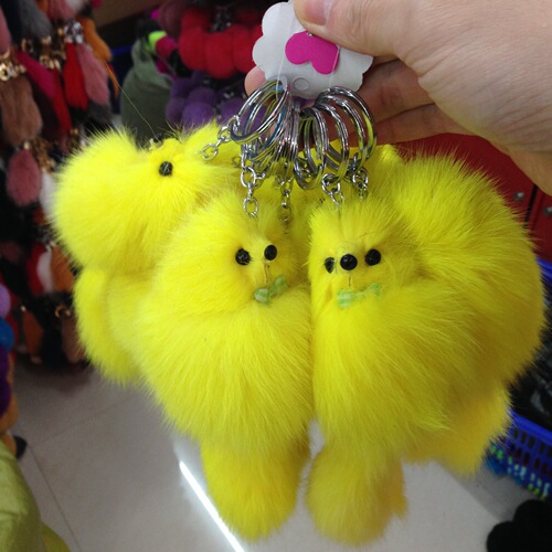 Manufacturer's price fur pendant little fox car keychain creative cartoon doll fox fur women's bag accessories