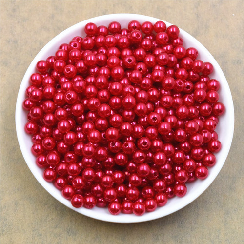 6mm imitation pearl colored round straight hole ABS false pearl eco-friendly clothing accessories beads wholesale