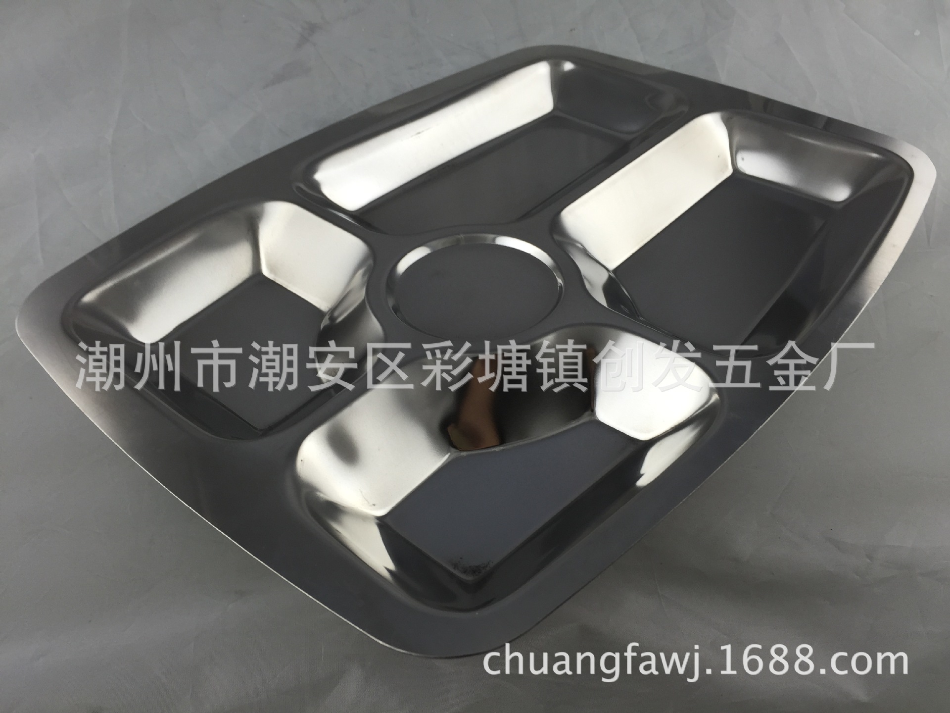 加深加厚304不锈钢快餐盘 无边五格分格学生餐盘食堂自助快餐盘|ms
