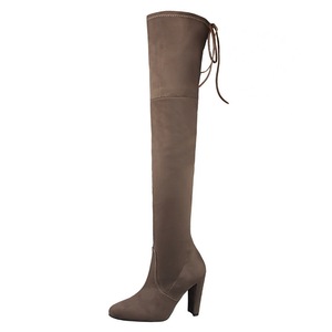 619-2 the European and American fashion contracted wind knight boots thick with high with round head thin knee-high boot