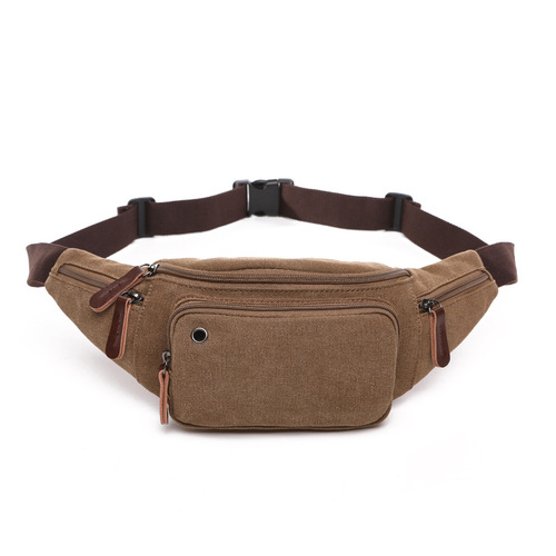 Factory direct sales, fashionable casual bags for men and women, solid color horizontal square canvas waist bag