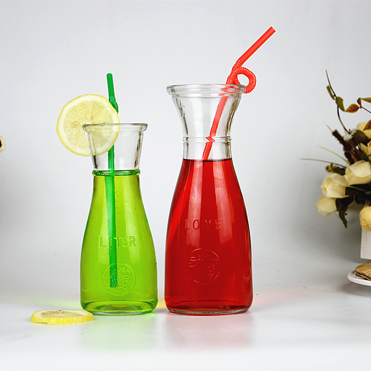 批发冰桔茶玻璃瓶冰橘饮料果汁瓶豆捞豆浆瓶 350ml透明冷泡茶空瓶