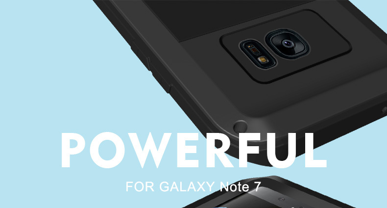 LOVE MEI Powerful Water Resistant Shockproof Dust/Dirt/Snow Proof Aluminum Metal Outdoor Heavy Duty Case Cover for Samsung Galaxy Note 7
