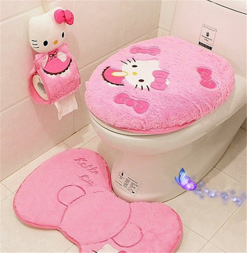 New Cartoon Toilet Mat Set Korean Velvet Toilet Four-piece Set Toilet Mat Dropshipping