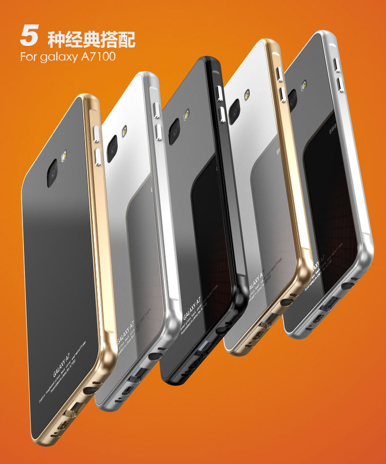 Luphie Aircraft Aluminum Metal Frame 9H Tempered Glass Back Cover Case for Samsung Galaxy A7 (2016) A7100