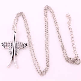 2016速卖通爆款饰品 个性创意合金镶钻溜冰鞋及滑板项链锁骨链