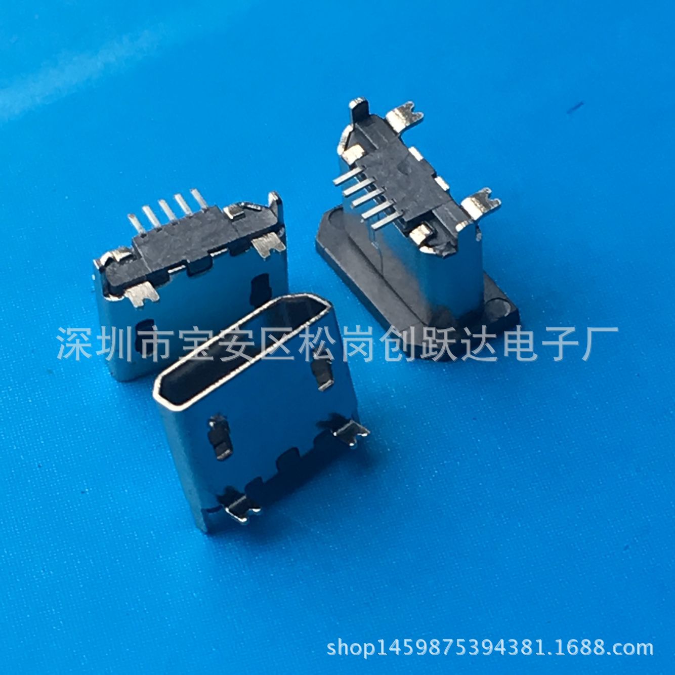 立式贴片MICRO 5P/ USB母座B型立贴SMT直边180°直立式4脚+5PIN-阿里巴巴