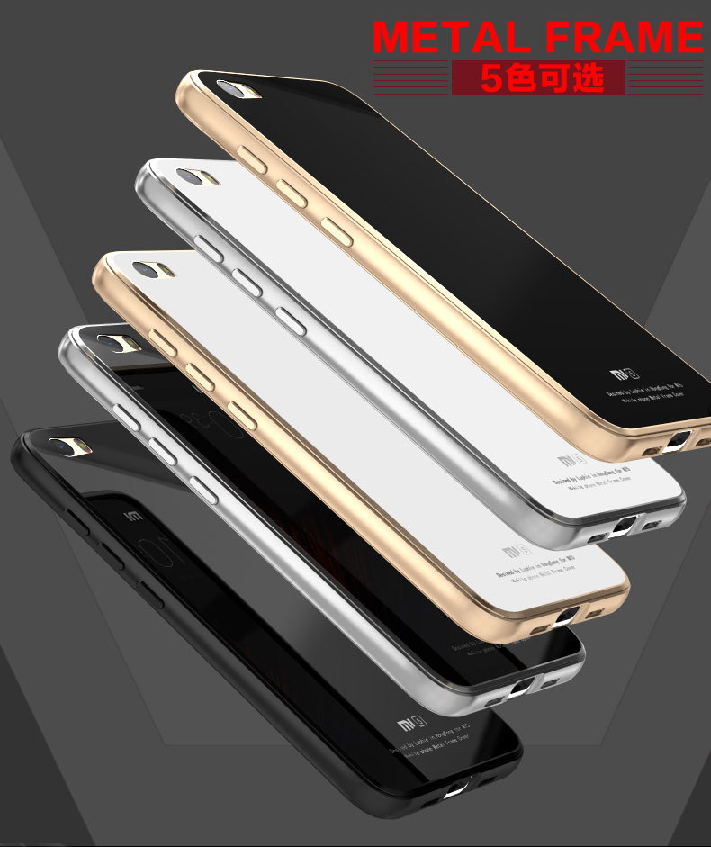 Luphie Aircraft Aluminum Metal Frame 9H Tempered Glass Back Cover Case for Xiaomi Mi 5