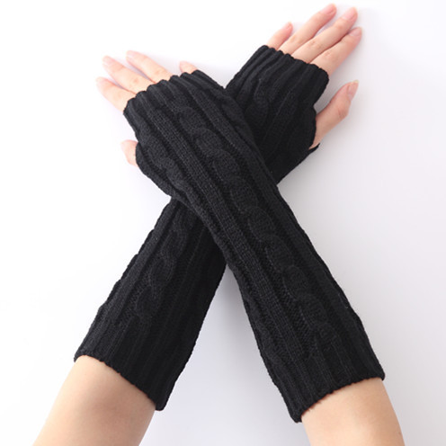 G-2 twist gloves for men and women in autumn and winter new jacquard 8-character twist pattern knitted wool fashion warm fingerless sleeves