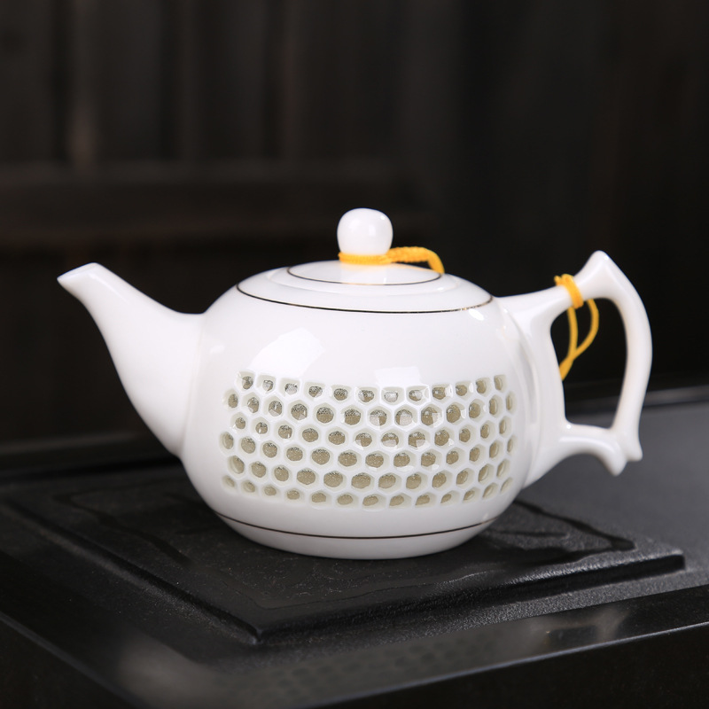 联纵 青花瓷 蜂巢镂空茶壶 陶瓷 功夫茶具茶道配件