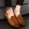 Men's summer footwear English style for leisure for leather shoes, genuine leather