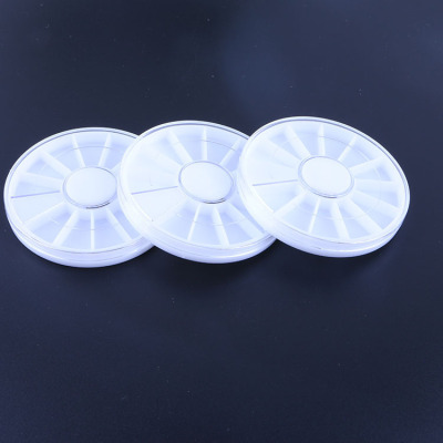 2015热销 12格白色塑料美甲盒小钻盘 化妆品类圆形塑料包装盒|ms