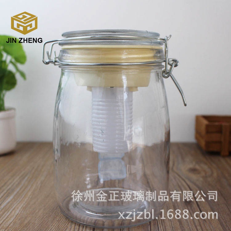 玻璃厂家现货批发 1000ml透明玻璃 铁扣太阳能阳光罐