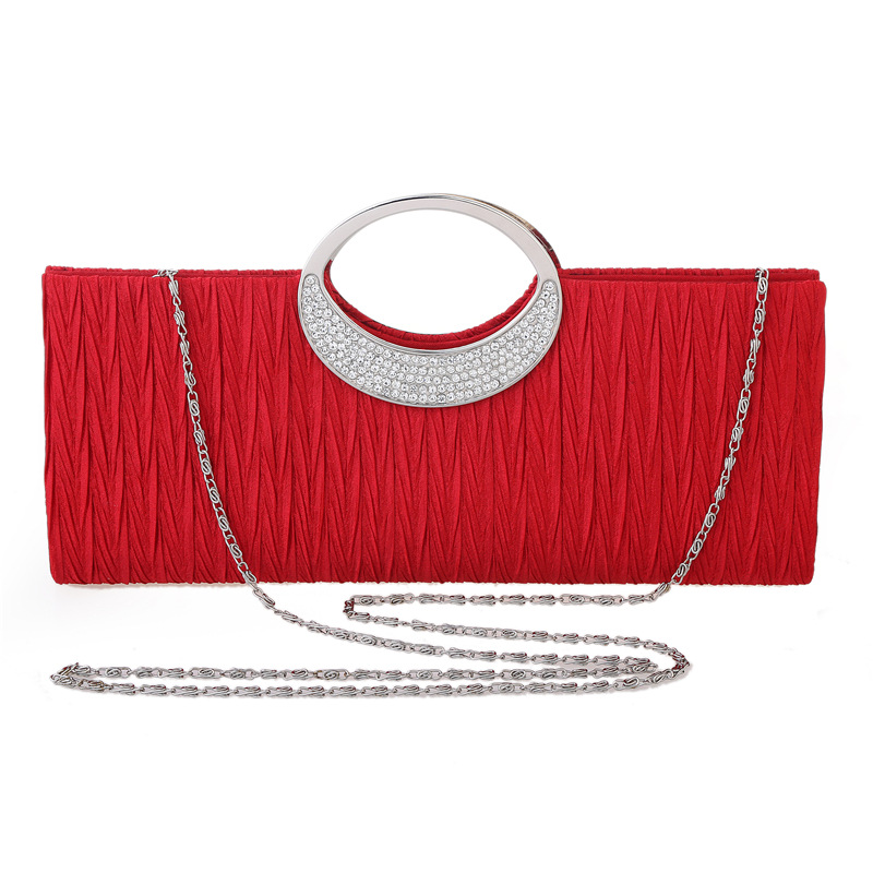 259g Weight Polyester Lining Material Magnetic Buckle Closure Type Satin Solid Color Evening Bags