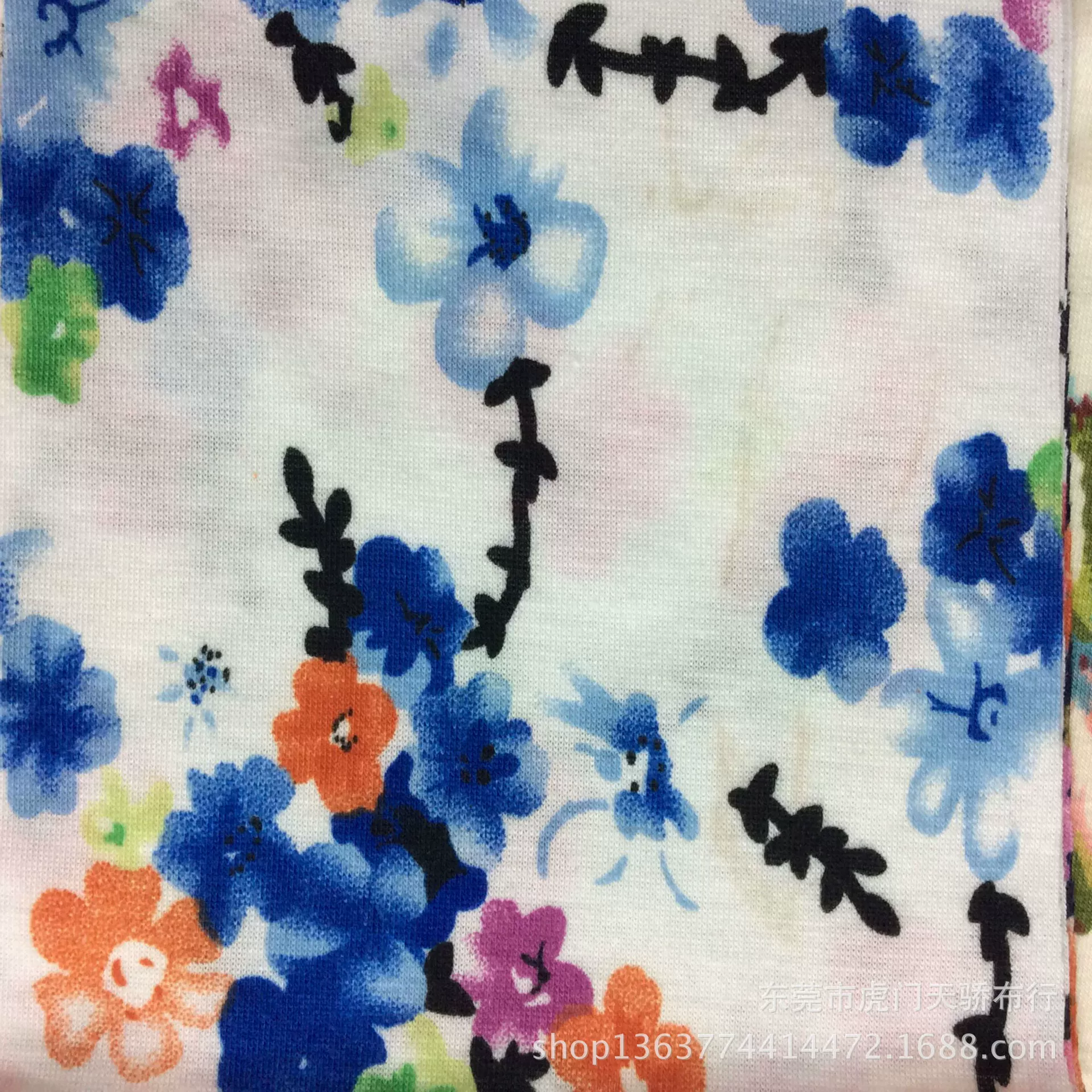 Spot supply knitting single jersey printing knitting imitation cotton pull frame printing small floral dress hair accessories